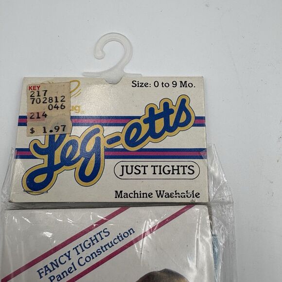 Vtg Gold Bug Navy Blue w White Ruffle Bum Baby Leg-etts Tights New Sz 0-9 Months - Picture 3 of 5